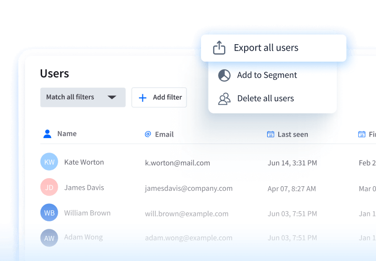 ChatBot platform's user export feature.