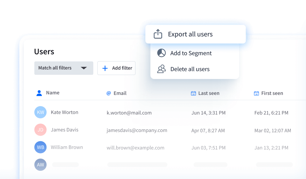 ChatBot platform's user export feature.