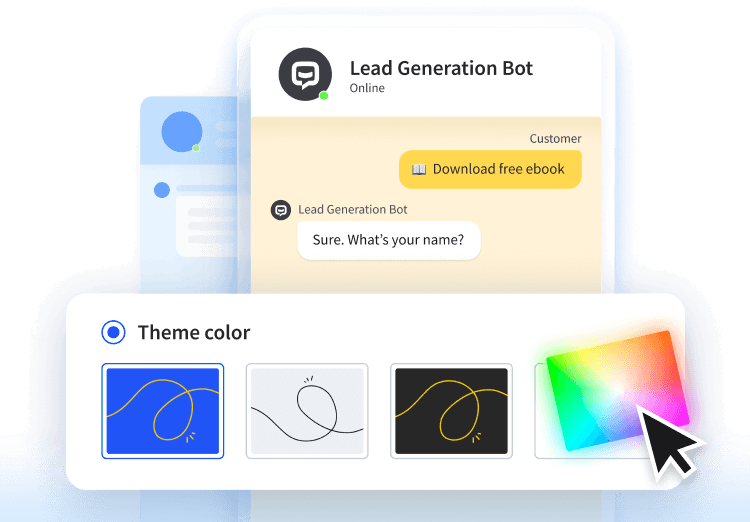 Chat Widget theme color customization options.