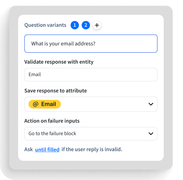 Question block in ChatBot's Visual Builder